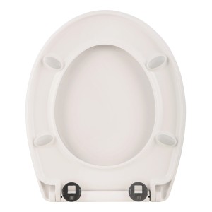 Weißer WC-Sitz Qube mit Absenkautomatik und Top-Fix Befestigung, Ansicht von oben.