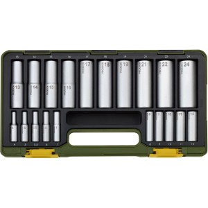 Proxxon Tiefbett-Steckschlüsselsatz, 20-teilig, im grünen Koffer. Schlüssel & Abzieher.