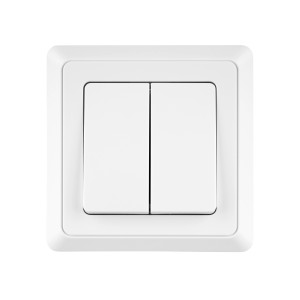 REV Ritter Serienschalter PrimaLuxe, weiß, mit Rahmen. Schalter für getrenntes Ein/Ausschalten.