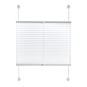 Weißes GARDINIA Plissee Vacufix 60x130 cm mit Saugnäpfen zur bohrfreien Montage. Lichtdurchlässiger Sichtschutz für Fenster.