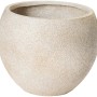 Beiger Pflanztopf (53x53x41 cm) mit rauer Oberfläche für Innen- und Außenbereich.