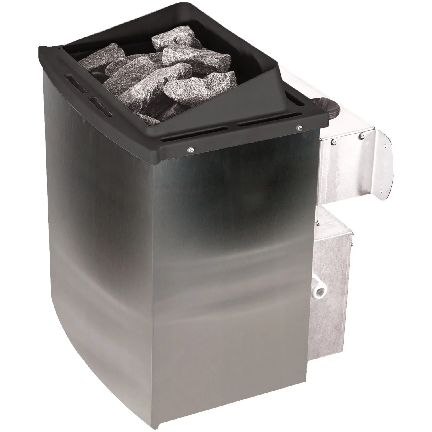 Karibu Saunaofen Gunda aus Edelstahl mit Steinen für Massivholz- & Elementsaunen.