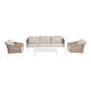 Bizzotto Oceana Sitzgruppe: Lounge-Gartenmöbel mit Rattansessel, Sofa und Tisch.