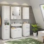 Badezimmer-Set mit weißem Hängeschrank Venice (37 cm) und weiteren Badmöbeln in Hochglanz.