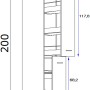 Skizze: Flex-Well Apotheker-Hochschrank Lucca, 30 cm, weiß, mit Maßen. Küchenschrank mit Auszügen.
