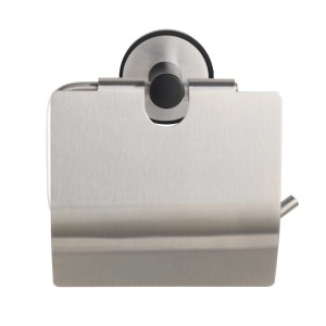 Wenko Toilettenpapierhalter Udine mit Deckel, silber matt, zur Wandmontage im Bad.
