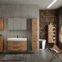 Held Möbel Waschtisch-Set Florenz, 100 cm, Wotaneiche, mit Spiegelschrank und Unterschrank im modernen Badezimmer.