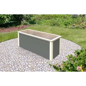 Karibu Hochbeet, 244x94 cm, Terragrau, aus Holz. Ideal für Garten und Gemüseanbau.