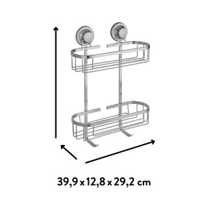 baliv Duschkorb DK2-4531 Oval mit 2 Etagen und Saugnapf-Befestigung, Maße: 39,9x12,8x29,2 cm.