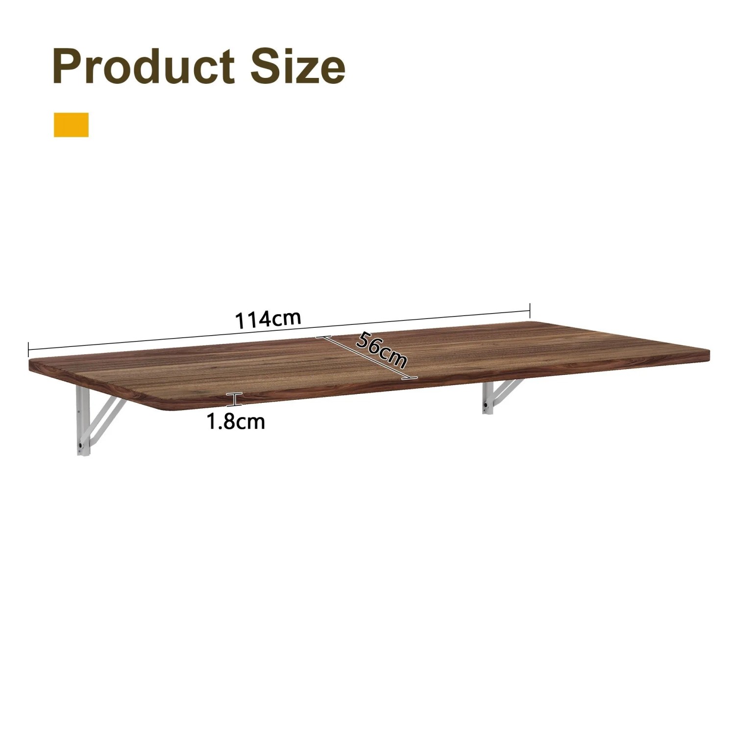 okwish Klapptisch mit MDF Wandmontage Küche Home Office 114x56x18cm Braun_5