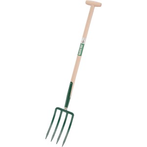 Johann Offner Spatengabel mit Holzstiel, 4 Zinken, ideal zum Umgraben und Auflockern des Bodens.