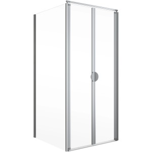 Schulte ExpressPlus Duschkabine mit Pendeltür, Alu Natur, 180x90x90cm.