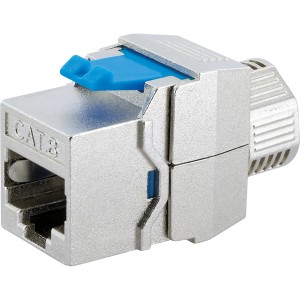 Schwaiger Keystone CAT8 Modul, werkzeuglose Installation für Netzwerktechnik.