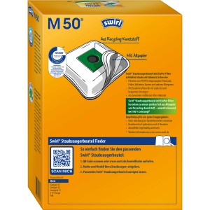 Swirl M 50 EcoPor Staubsaugerbeutel, 4 Stück. Staubbeutel für Staubsauger Zubehör.