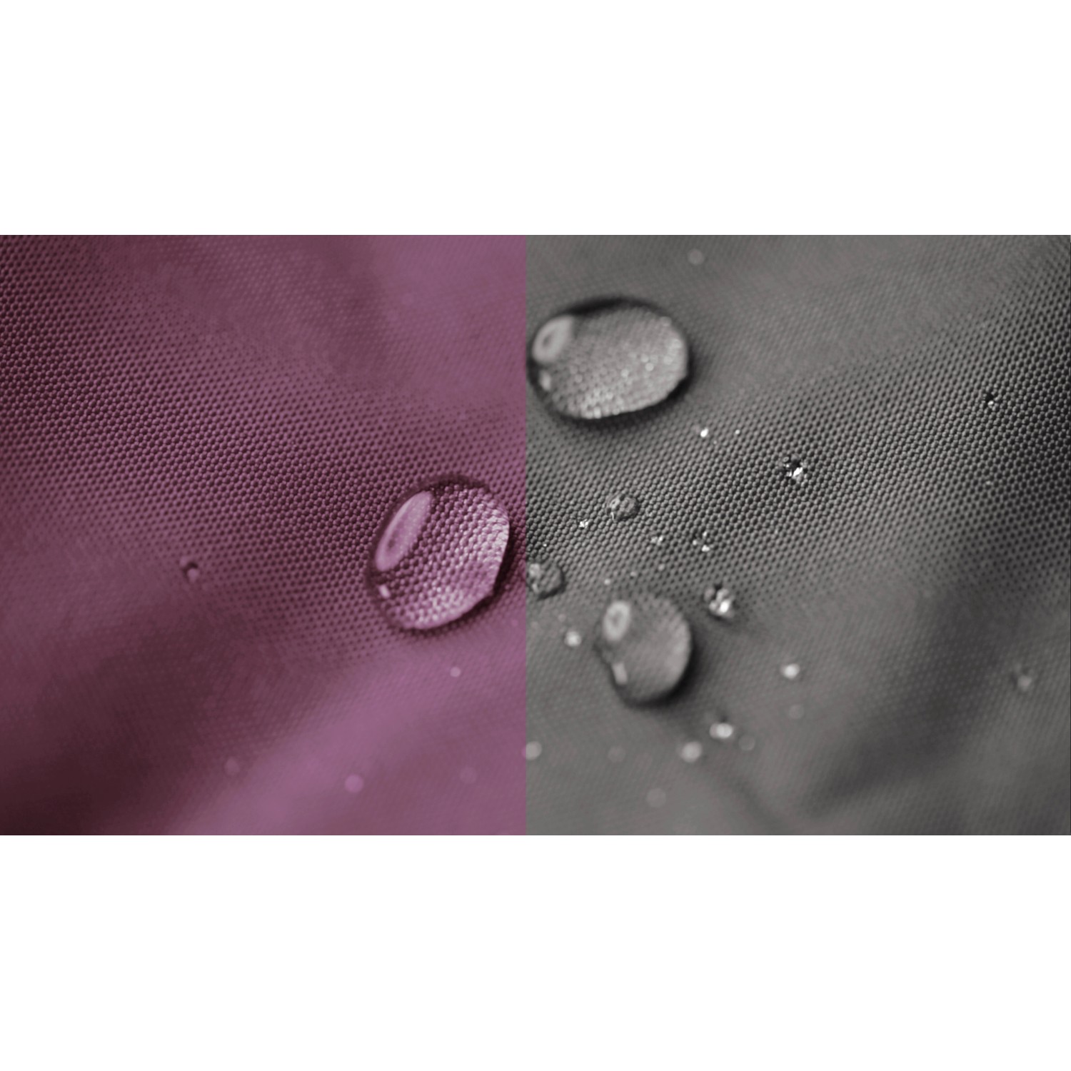 Wasserabweisender Bezug des Sitting Point Hocker DotCom in Aubergine, Nahaufnahme.