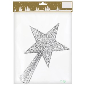 Baumspitze Stern Kunststoff mit Glitter Silber