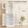 Weißer HOMCOM Küchenschrank mit verstellbaren Regalen, Acryltüren, Arbeitsplatte und praktischen Türablagen.