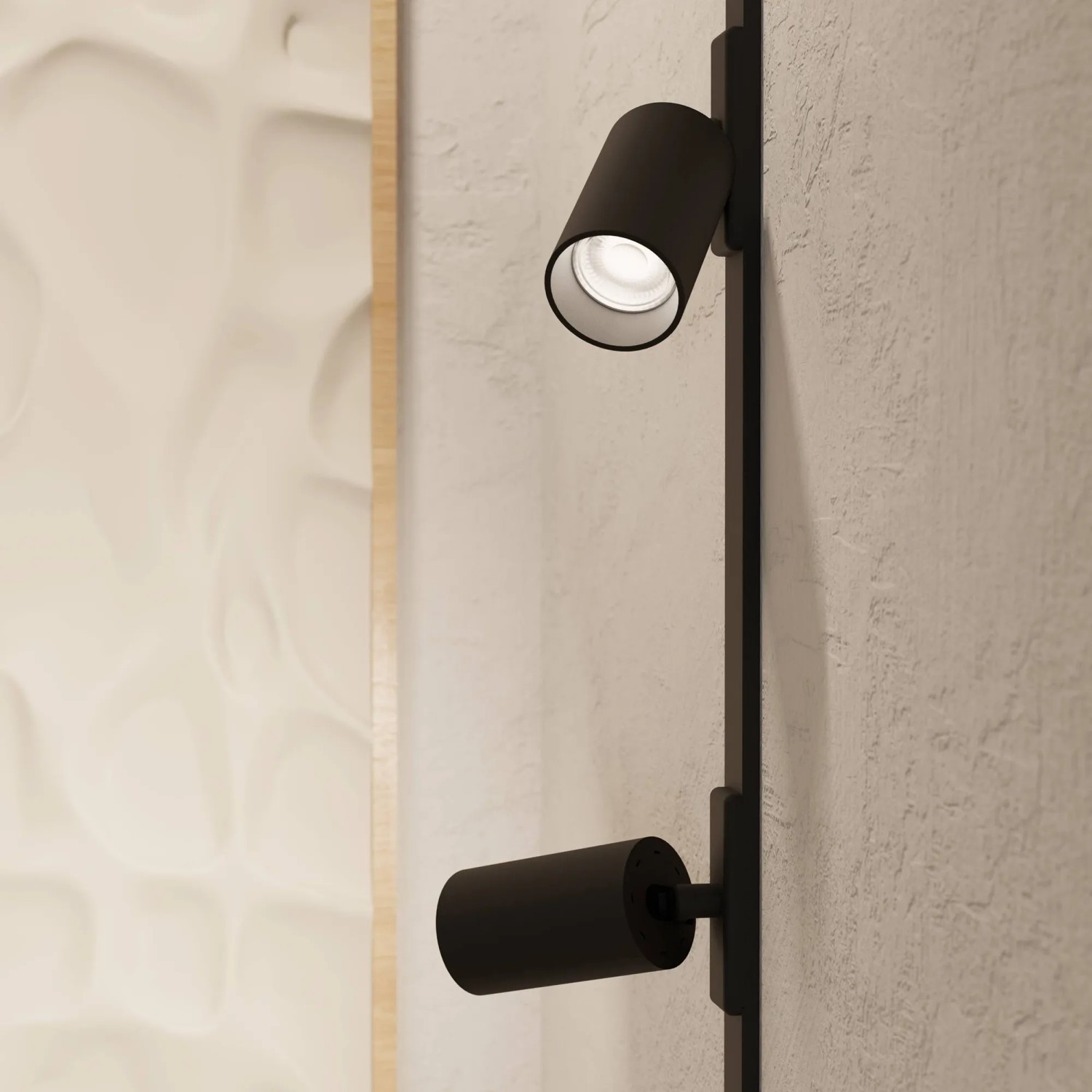 Schwarzer EGLO LED-Spot für Schienensystem, flexible Farbtemperatur (CCT), 980 Lumen.