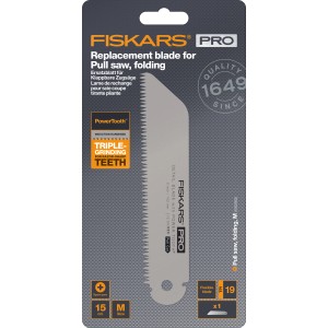 Fiskars Ersatzblatt Pro 19 TPI für Zugsäge, 15 cm, orange-schwarz.