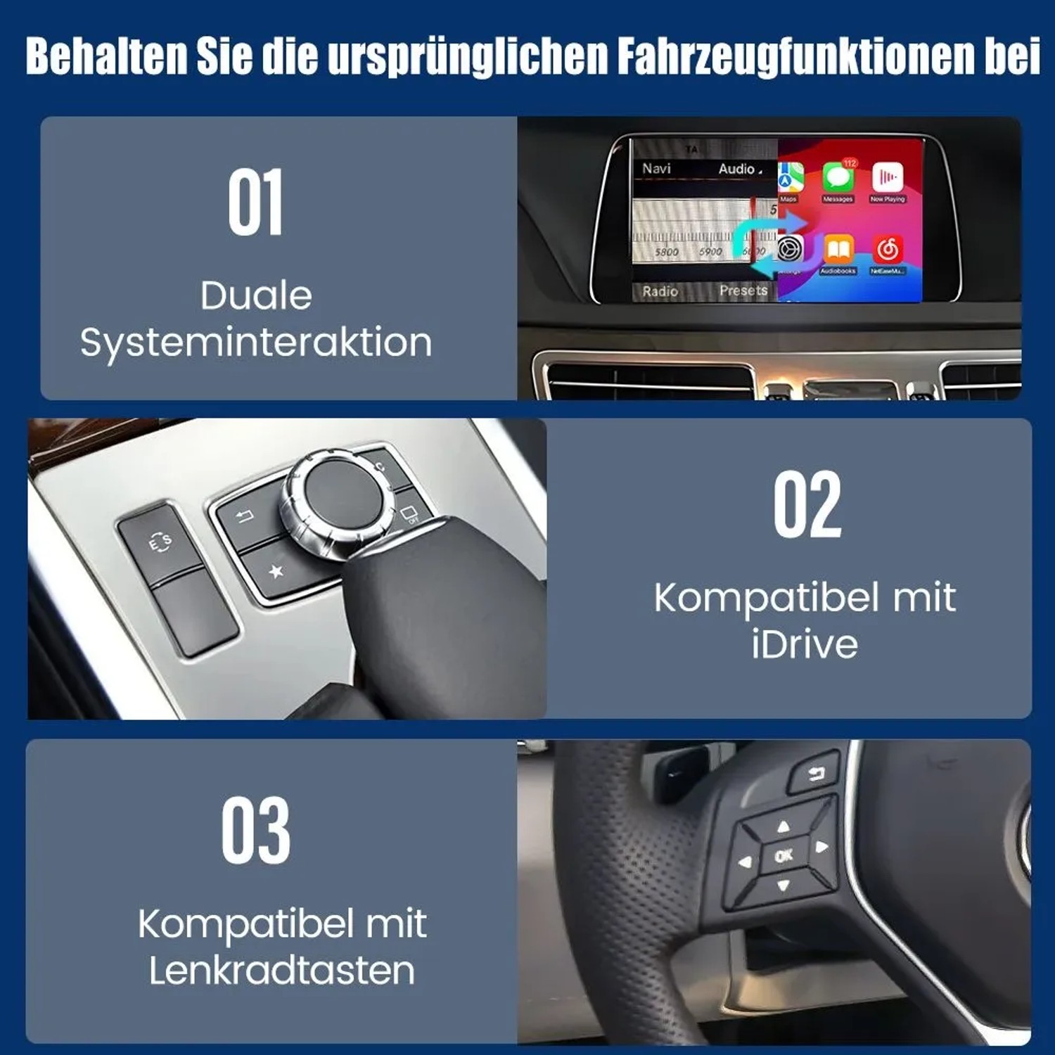 Junsun Kabelloses CarPlay & Android Auto Modul Für Mercedes Benz A B C ...