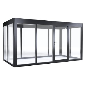 SunElements Gartenhaus SunGarden Infinity 4.2, anthrazit-metallic, 10,3 m² mit Acrylglaswänden.