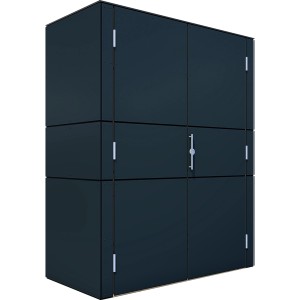 Bertilo Gartenschrank HPL Highboard, anthrazit, 155x75x193 cm, mit Türen und Griffen.