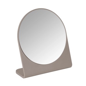 Wenko Kosmetikspiegel Marcon in Taupe, runder Spiegel für Bad und Schminktisch.