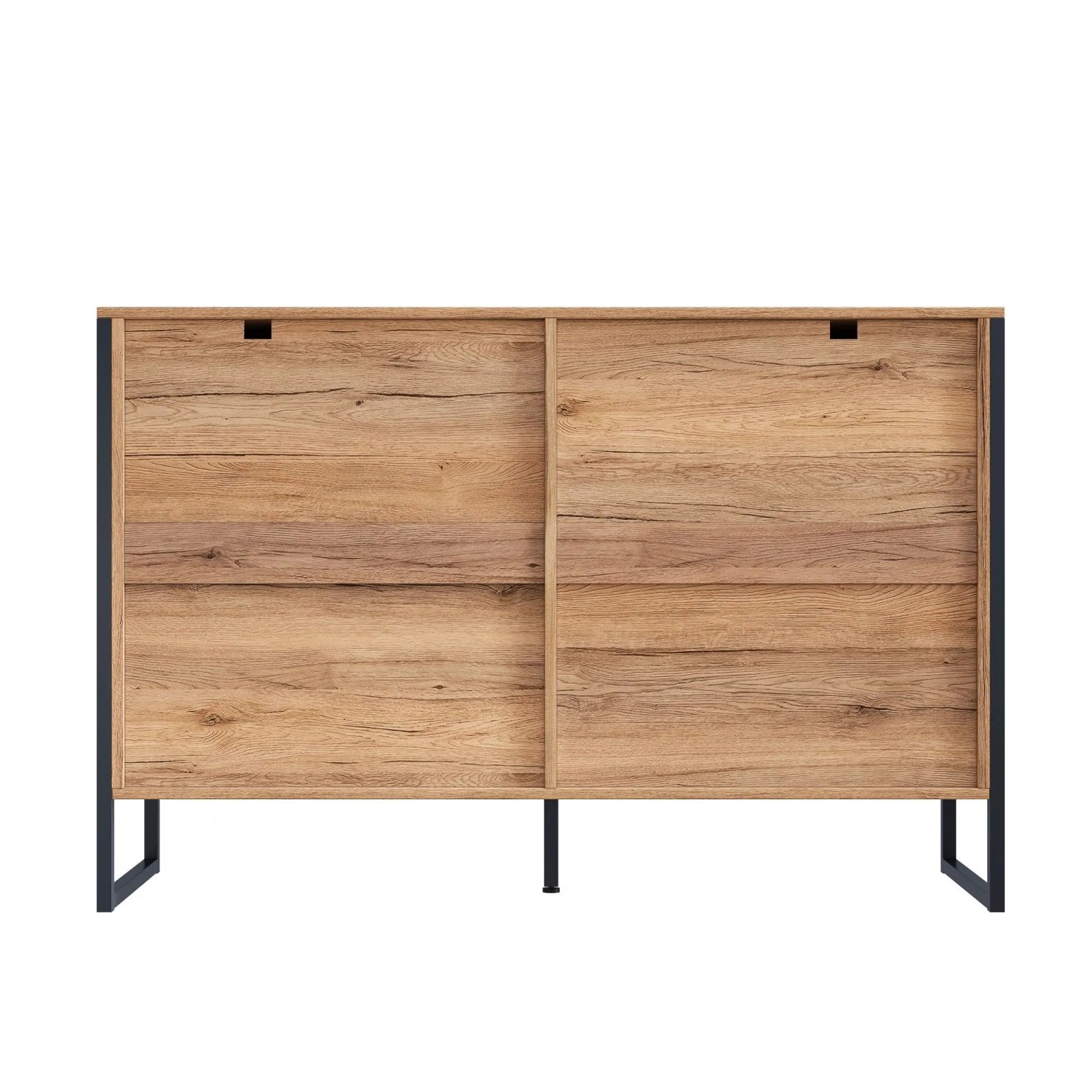 okwish Sideboard mit Metallbeinen Erhöhten Türen Wohnzimmer 120x40x80cm Schwarz Natur_6