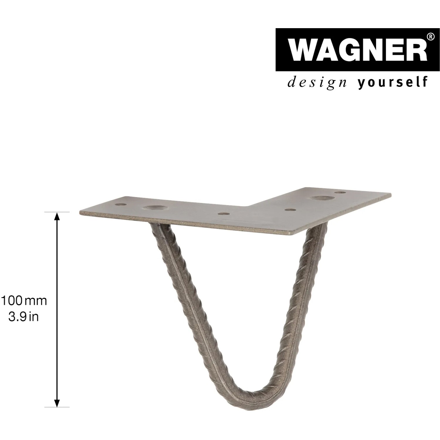 Wagner Möbelbein Hairpin Design, 10 cm, Eisen matt. Möbelbein im Industrial Look.