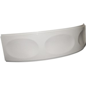 Weiße Acrylschürze (rechts) für Badewanne Salinas Typ A, Badewannenverkleidung mit ovalen Designelementen.