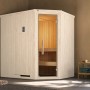 Weka Elementsauna Varberg Trend 1, weiß lasiert, mit Glastür und Bio-Kombiofen.