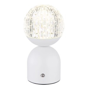 Weiße Globo LED-Tischleuchte Julsy aus Metall, 20 cm, mit Kristall-Effekt.