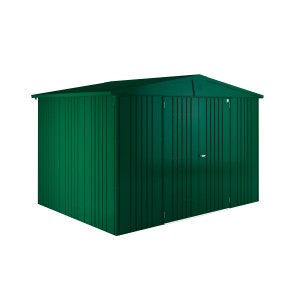 Biohort Metall-Gerätehaus Europa, dunkelgrün, 6,8 m², zur Aufbewahrung von Gartengeräten und -möbeln.