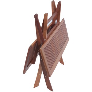 Zusammengeklappter, rechteckiger Garden Pleasure Klapptisch Orlando aus Holz in Natur.