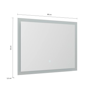 Posseik LED Spiegel, 80x53 cm, mit Touch-Bedienung. Moderner Badspiegel mit Beleuchtung.