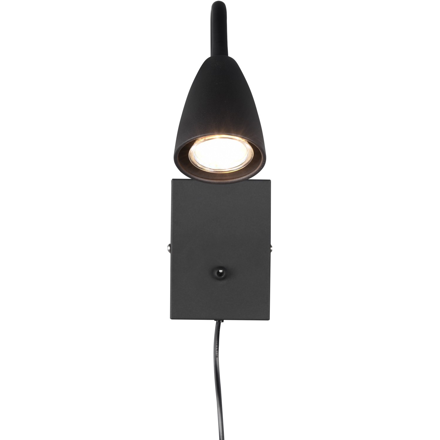 Schwarze Trio Wandleuchte Wanda, mattes Metall, flexibler Arm. Wandlampe für Wohn- und Schlafzimmer.