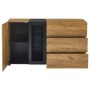 okwish Sideboard mit 3 Schubladen Glas Stauraum Wohnzimmer 140x40x80 cm Natur