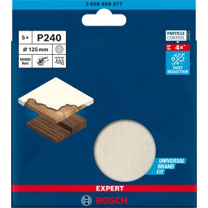 Bosch Expert M480 Netzschleifblätter, Ø 125mm, K240, 5 Stück, für Exzenterschleifer.