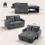 Dunkelgraues HOMCOM Schlafsofa aus Cordstoff, als 2-Sitzer Sofa, Sessel und ausziehbares Bett. Mit Kissen, Stahlgestell.