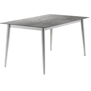 Rechteckiger Sieger Gartentisch, 160x90 cm, Graphit Betonoptik und hellem Gestell.