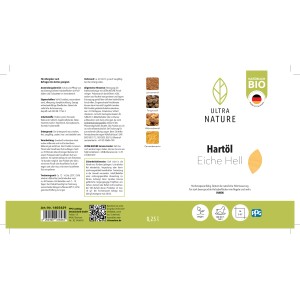 Ultra Nature Hartöl Eiche Hell, 250ml. Holzöl für Möbel und Terrassen, vegan und wasserabweisend.