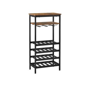 Vasagle Weinregal für 20 Flaschen in Braun-Schwarz, Sideboard mit Gläserhalter.