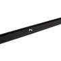 Schwarze 1-Lauf Gardinenschiene aus Aluminium für Deckenmontage. Minimalistisches Profil mit Laufkanal und Befestigungsloch.