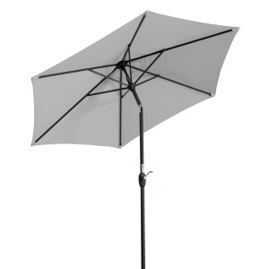 Schneider Marktschirm, silbergrau, mit Kurbel. Sonnenschirm für Garten und Balkon.