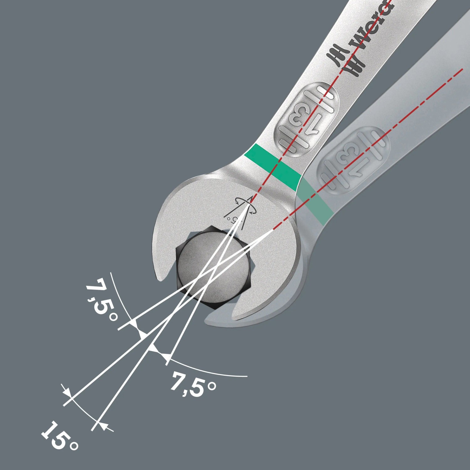 Wera Joker Ringmaulschlüssel 19 mm mit spezieller Maulgeometrie für enge Räume.