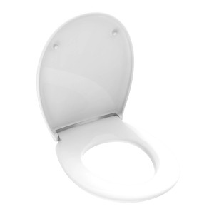 Weißer Schütte WC-Sitz Pro 1 Duroplast mit Absenkautomatik und Schnellverschluss.