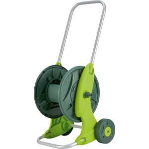 LUX Schlauchwagen aus Kunststoff, ohne Schlauch. Gartenschlauchwagen mit Rädern und Handkurbel.