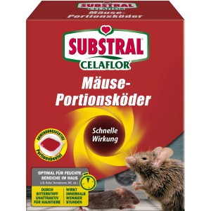 Celaflor Mäuse-Portionsköder: Köderbox mit Portionsbeuteln zur Mäusebekämpfung im Haus.