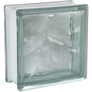 Klarer Glasstein Wolke mit Schallschutz, 19x19x8 cm, für Innen- und Außenbereich.