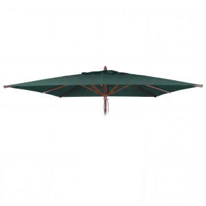 Ersatzbezug für MCW Holz-Sonnenschirm, eckig, 4x4m, Polyester dunkelgrün.